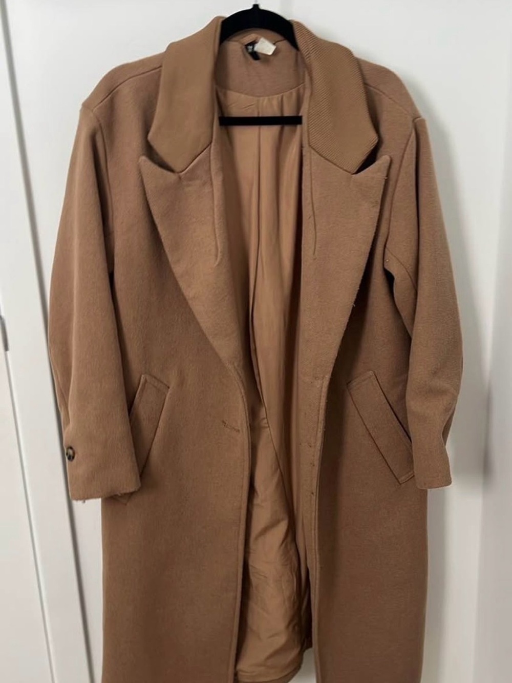 H&M Camel Long Single-Button Overcoat